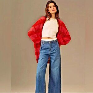 FARM Rio Vibrant Red and Pink Cardigan